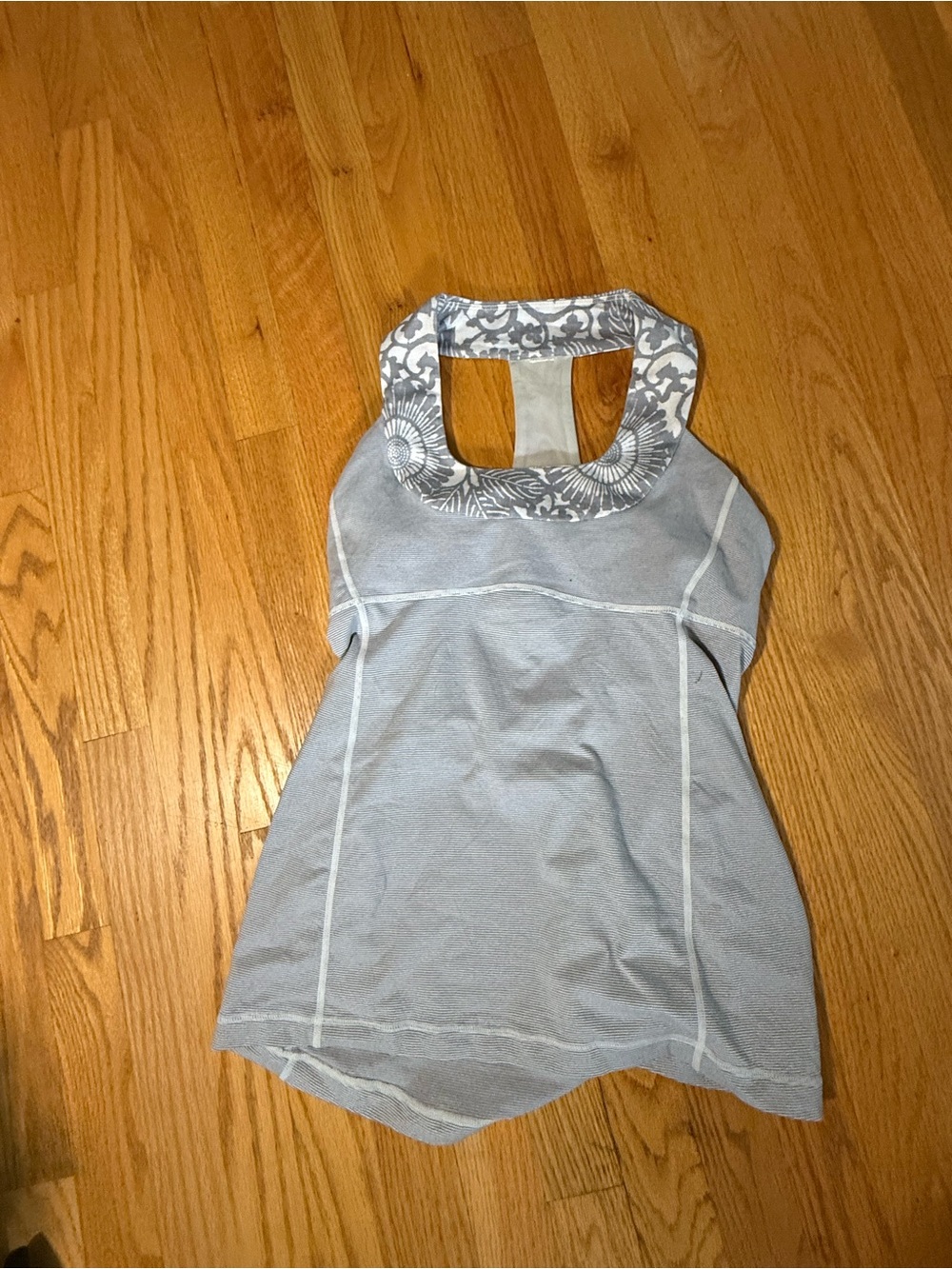 lululemon athletica Light Gray Halter Tank with Patterned Neckline